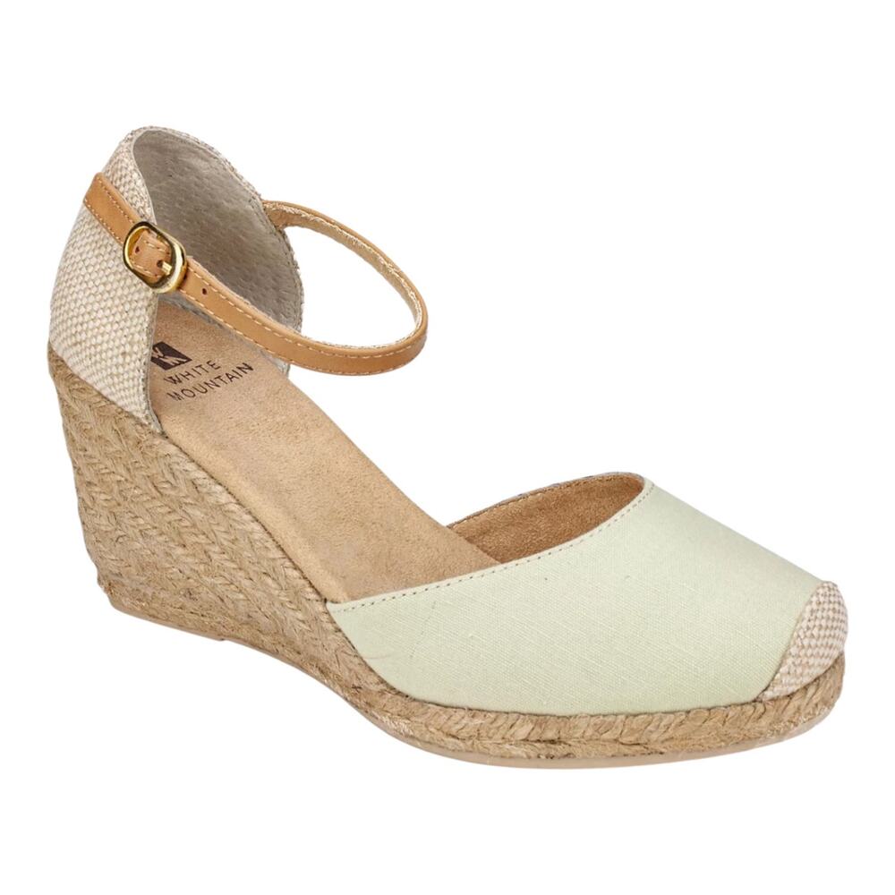 White Mountain Women's Mamba Espadrille High Wedge Heel Pumps Natural Size 8 1/2